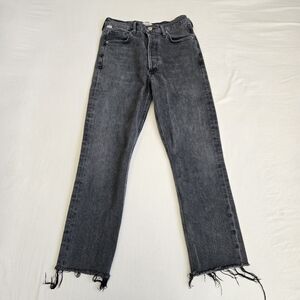 Citizens Of Humanity Charlotte Jeans Crop Cropped Gray Frayed Hem Button Fly 26